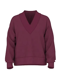 Ivy Fleece V-Neck High-Low Cropped Sweatshirt