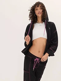 Twill Seamed Wide-Leg Pants