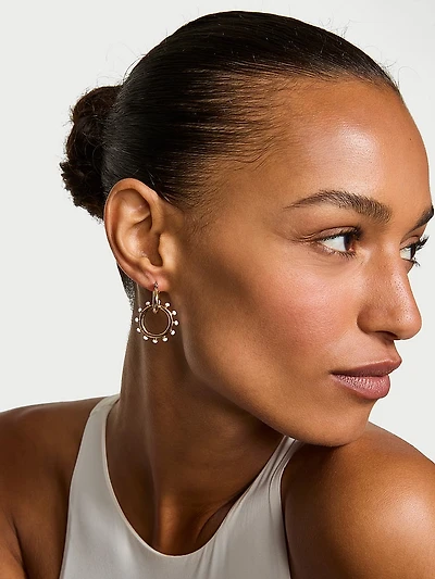 Enamel Ball Hoop Earrings