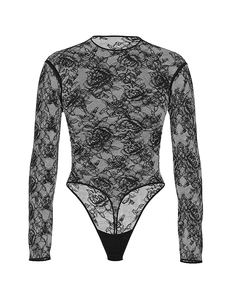 Rose Lace Long-Sleeve Bodysuit