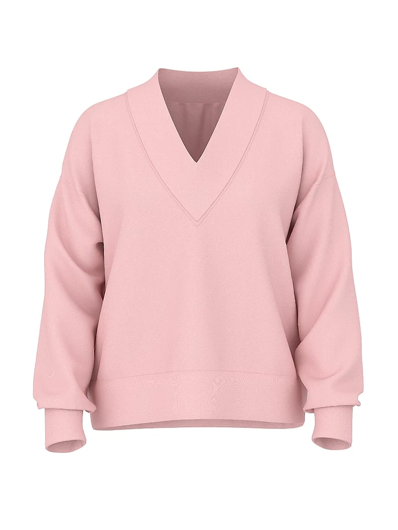 Ivy Fleece V-Neck High-Low Cropped Sweatshirt