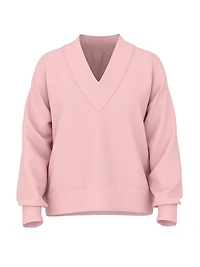 Ivy Fleece V-Neck High-Low Cropped Sweatshirt