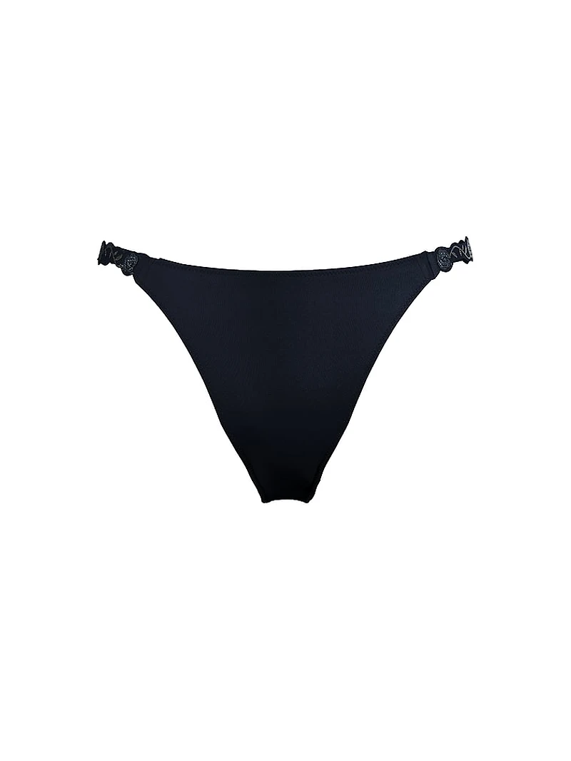 Shine Strap Rose Lace Crotchless Brazilian Panty