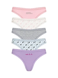 7-Pack Days of the Week Lace-Trim Thong Panties
