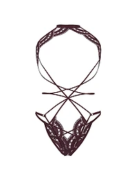 Laces Out Embroidery Crotchless Open-Cup Playsuit