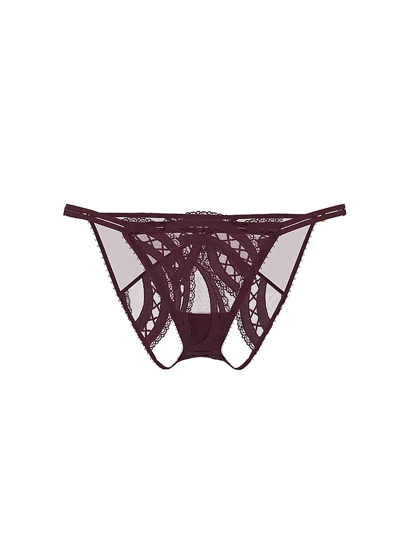 Laces Out Embroidery Open-Back Adjustable String Bikini Panty