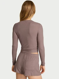 Modal Wide-Rib Long-Sleeve Short Lounge Set
