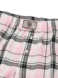 Flannel Long-Sleeve Short Tee-Jama Set