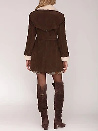 Double Breasted Trench with Fur Trim
