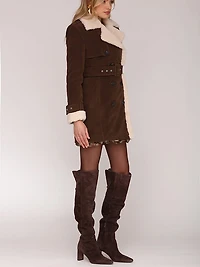 Double Breasted Trench with Fur Trim