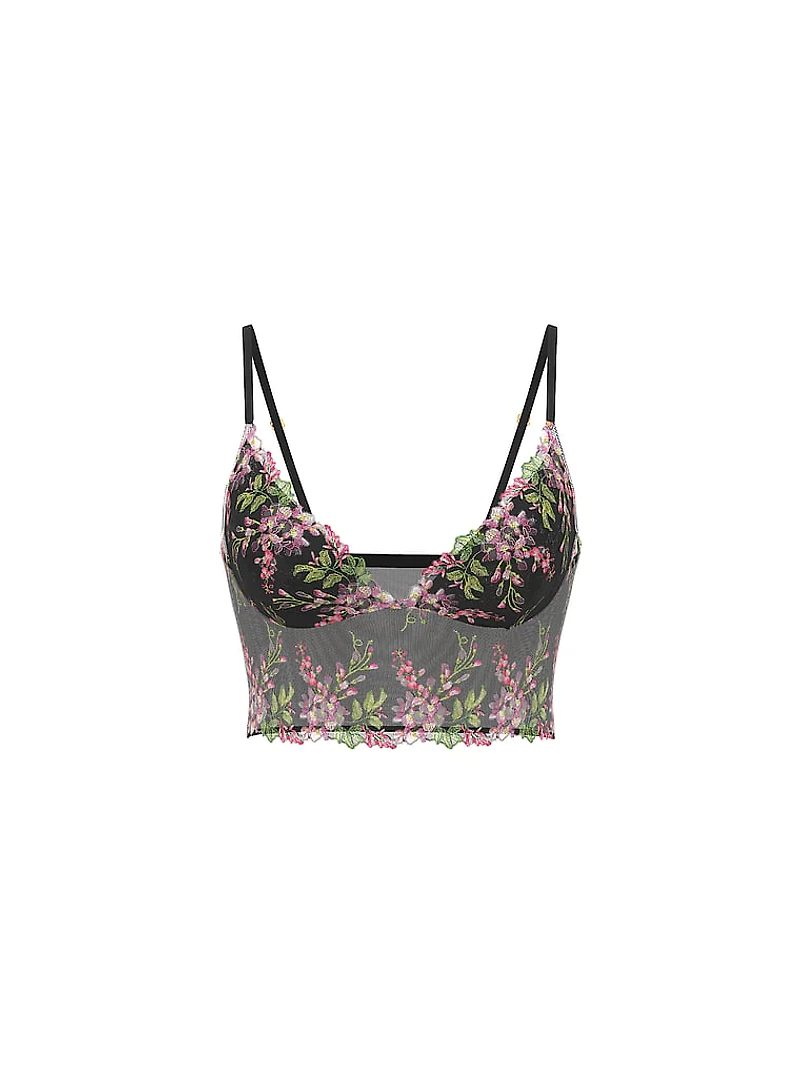 Wisteria Embroidery Triangle Bra Top
