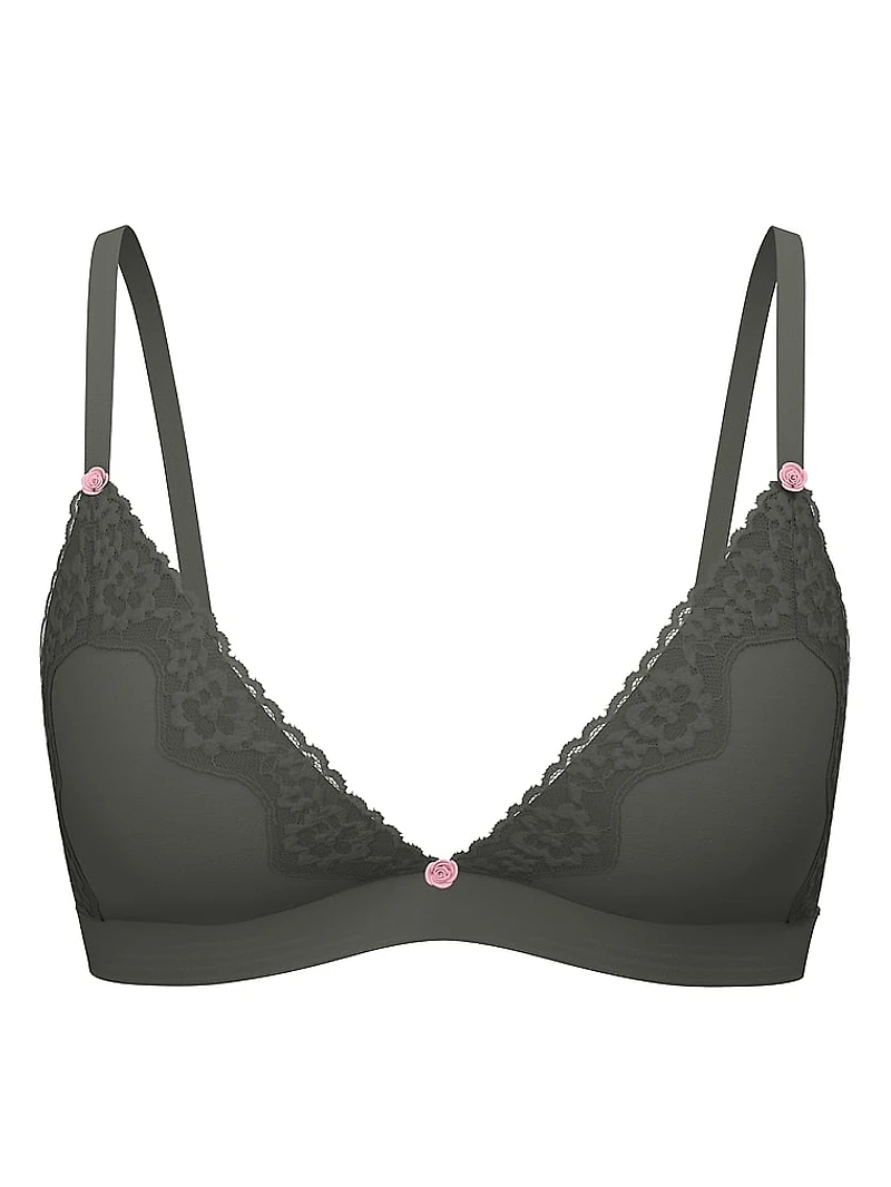 Cotton Shadow Stripe Unlined Triangle Bralette