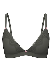 Cotton Shadow Stripe Unlined Triangle Bralette