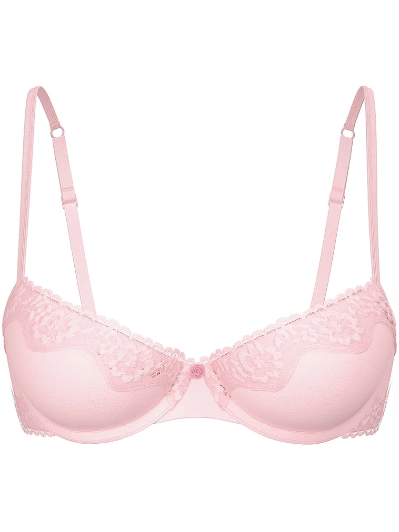 Cotton Shadow Stripe Unlined Demi Bra