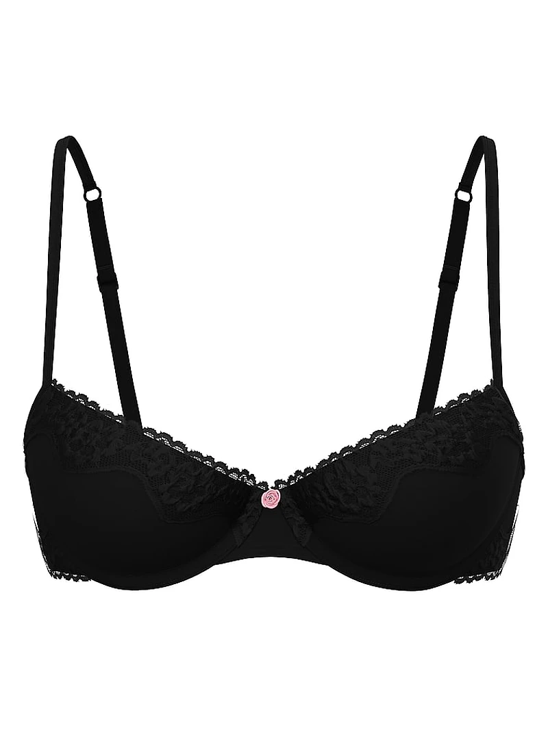 Cotton Shadow Stripe Unlined Demi Bra