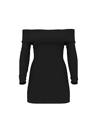 All-Day Soft Ribbed Off-The-Shoulder Mini Dress