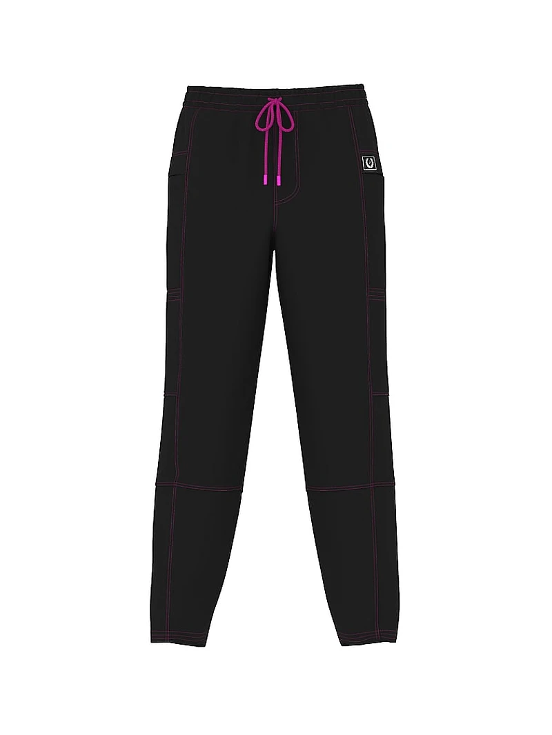 Twill Seamed Wide-Leg Pants