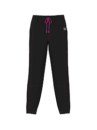 Twill Seamed Wide-Leg Pants