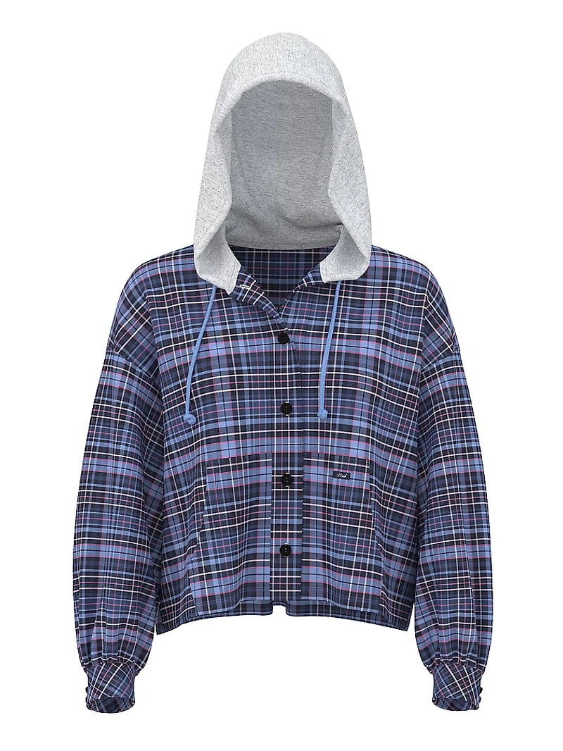 Flannel Hooded Long- Sleeve Top