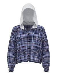 Flannel Hooded Long- Sleeve Top