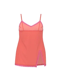 Chiffon Lace-Trim Mini Slip Dress