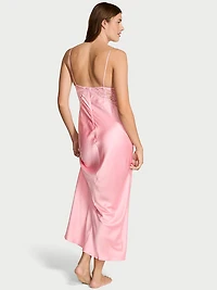 Twinkle Satin & Lace Long Slip Dress