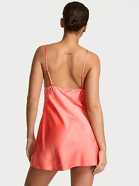 Satin & Lace Cutout Slip Dress