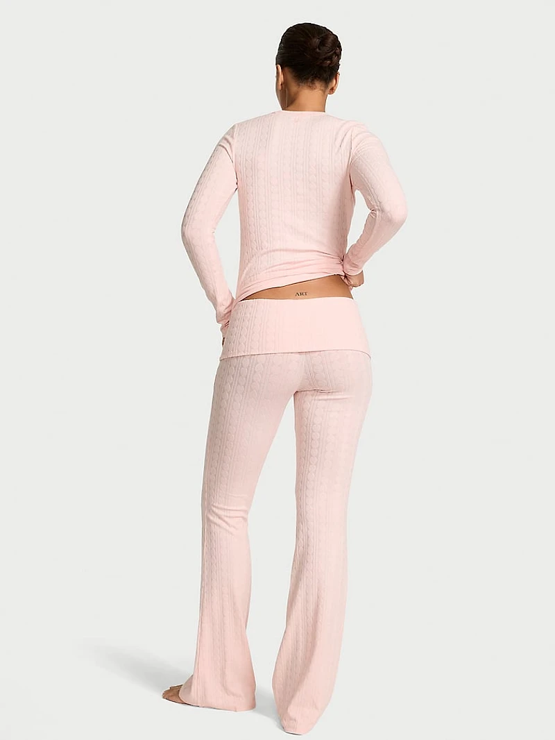 Heart Pointelle Long-Sleeve Top & Pants Set