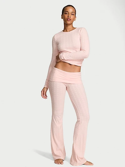 Heart Pointelle Long-Sleeve Top & Pants Set