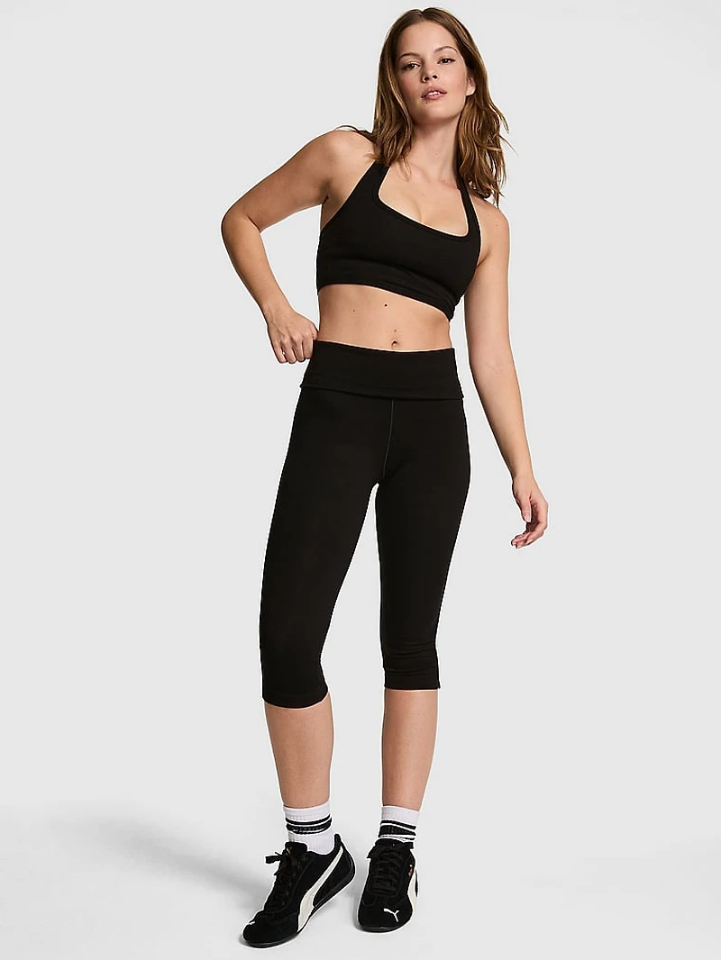 Cotton Foldover Capri Leggings