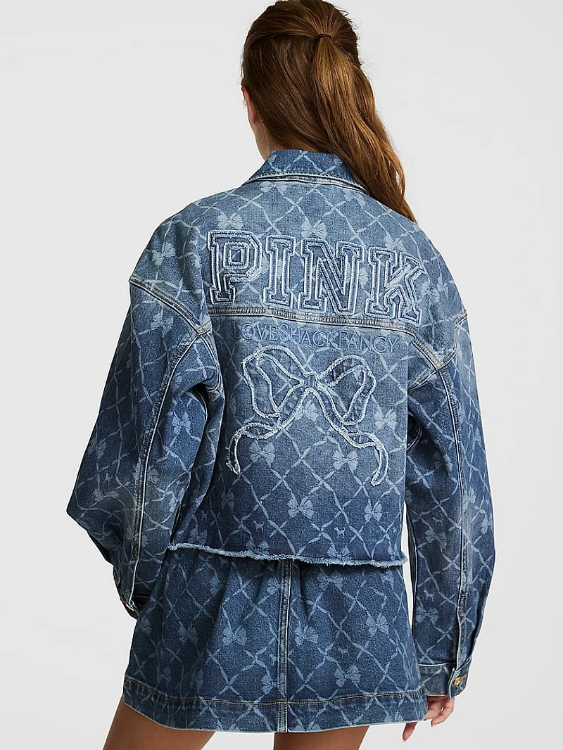 PINK x LoveShackFancy Cropped Denim Jacket