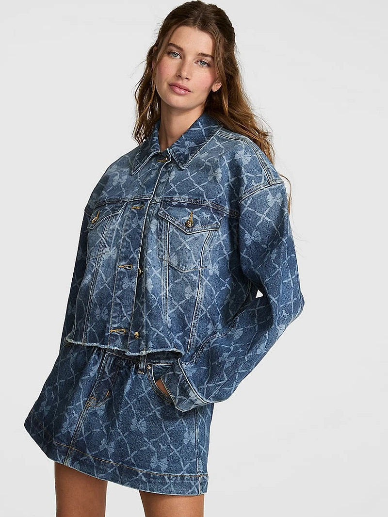 PINK x LoveShackFancy Cropped Denim Jacket