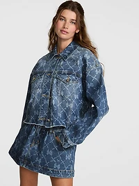 PINK x LoveShackFancy Cropped Denim Jacket