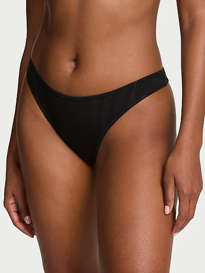 Stretch Cotton High-Leg Scoop Thong Panty