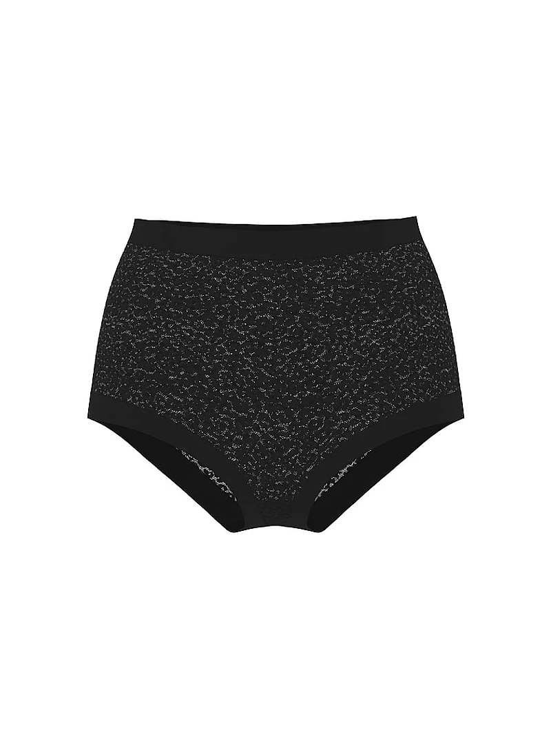 No-Show Leopard Lace High-Waist Thong Panty