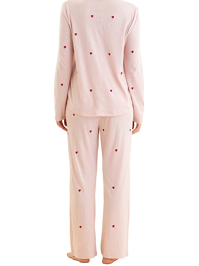 Jada Hearts Cotton Boxy Tee and Straight-Leg Pant