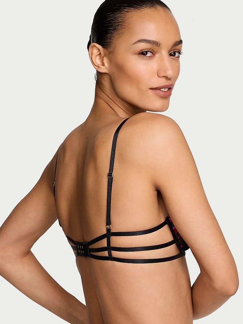 Cherry Pop Embroidery Unlined Peekaboo Demi Bra