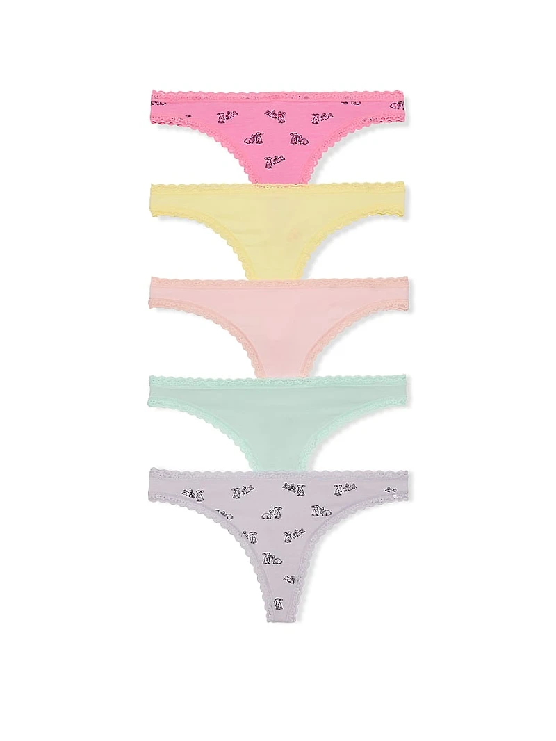 7-Pack Days of the Week Lace-Trim Thong Panties