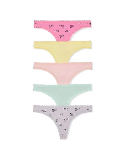 7-Pack Days of the Week Lace-Trim Thong Panties