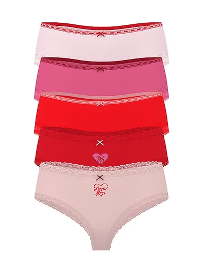 7-Pack Lace-Trim Cotton Cheeky Panties