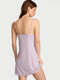 SoSoft™ Modal Lace-Trim Tie-Front Slip Dress