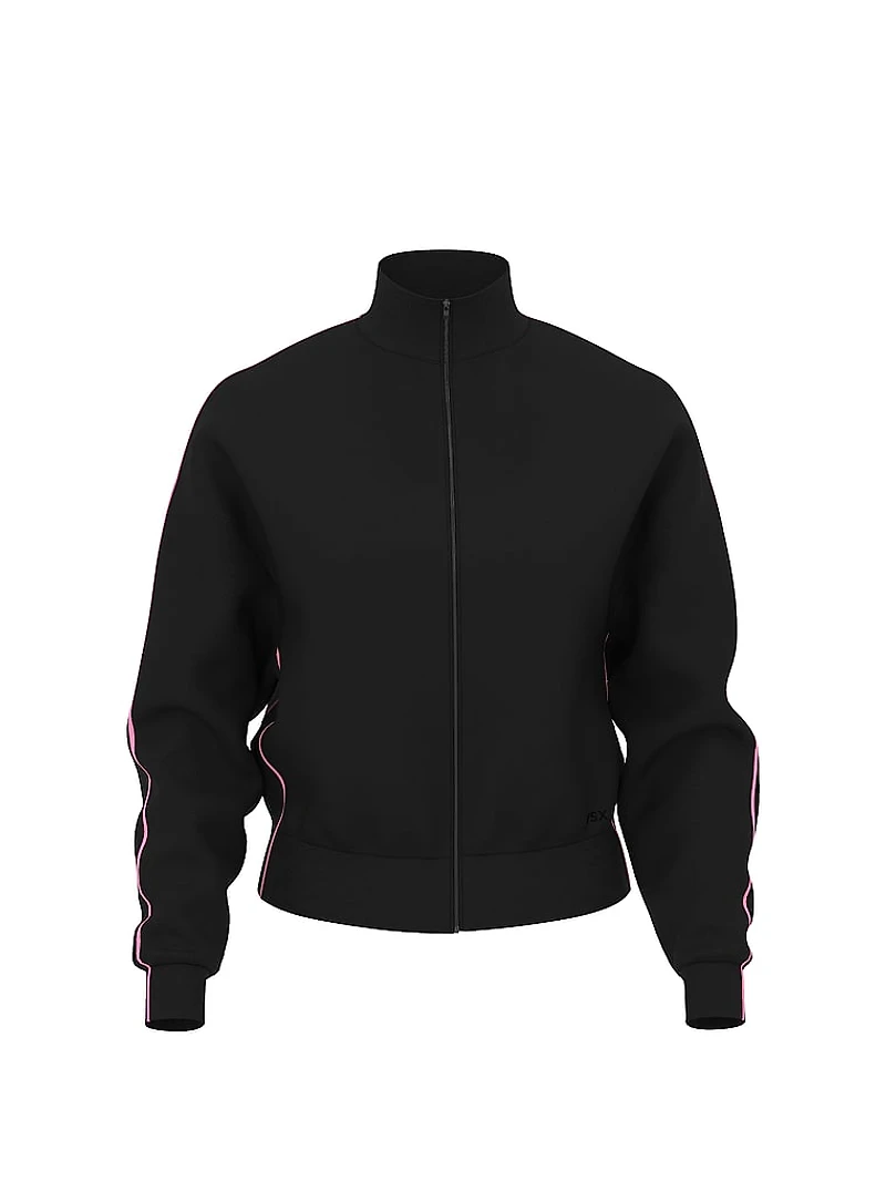 Tipped Knit Full-Zip Sweater