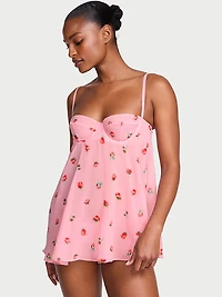 Chiffon Unlined Balconette Babydoll Set