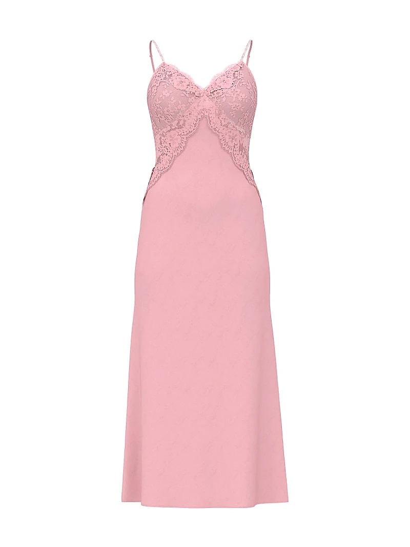 Twinkle Satin & Lace Long Slip Dress