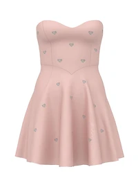 Twinkle Satin Heart Strapless Corset Mini Dress