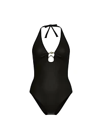 Organic Shape Rings Halter Cheeky One-Piece Swimsuit