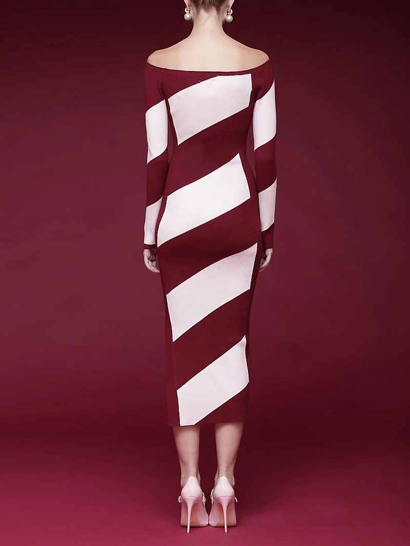 Off-The-Shoulder Midi Sweater Dress