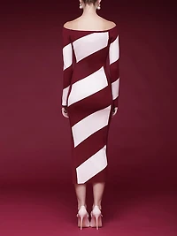 Off-The-Shoulder Midi Sweater Dress