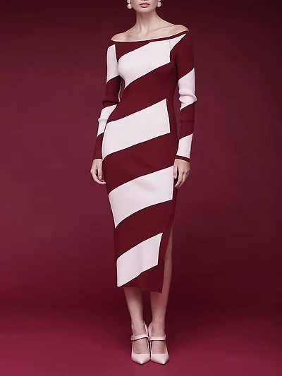 Off-The-Shoulder Midi Sweater Dress