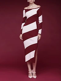 Off-The-Shoulder Midi Sweater Dress